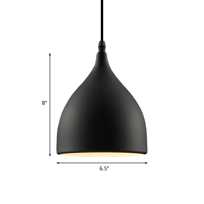 Industrial Dome Metal Pendant Light - 1 Hanging Ceiling Light for Restaurants, 6.5"/10" Dia, Black