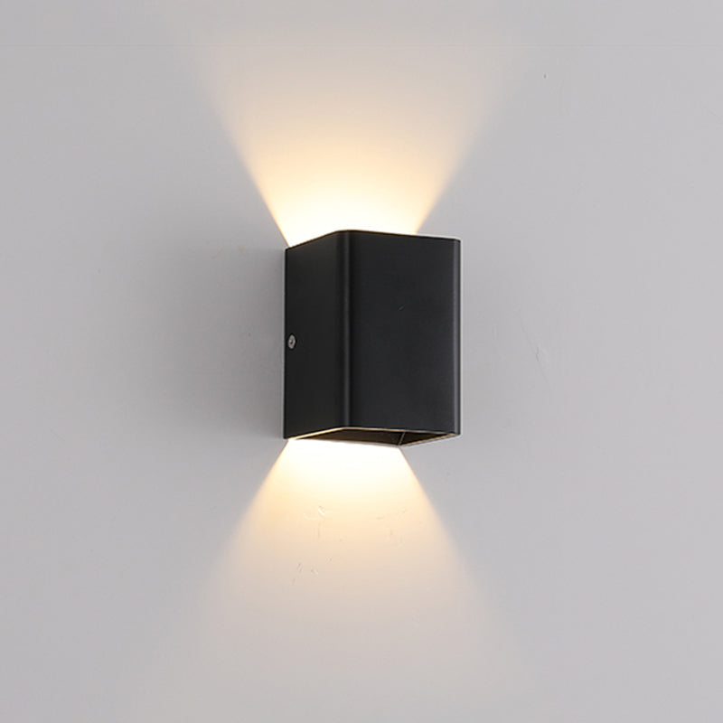 Contemporary Led Wall Mount Lamp - Black/White Cube Shade Metallic Finish Ideal For Bedside With