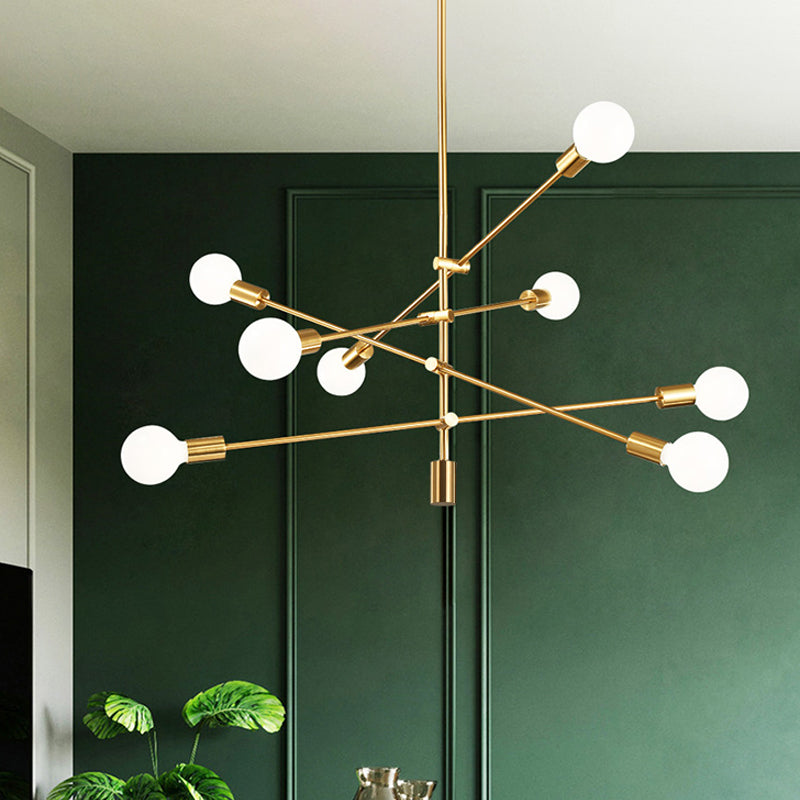 Sleek Black/Gold Mid-Century Chandelier - 8-Light Ceiling Lamp Ideal For Living Room Gold