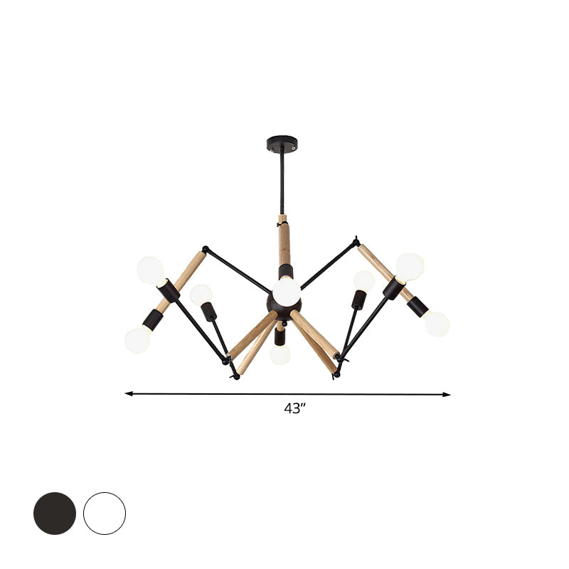 Spider Shape Suspension Light - Contemporary Metal Chandelier for Living Room (8/10/12/16-Head) - Black/White