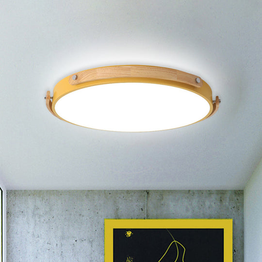 Macaron Acrylic Led Flush Ceiling Light For Kids Bedroom & Hallway Yellow / 13 White