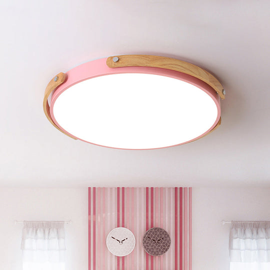 Macaron Acrylic Led Flush Ceiling Light For Kids Bedroom & Hallway Pink / 13 White
