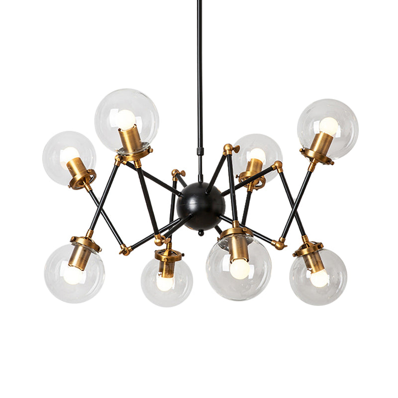 Contemporary Metal Abstract Pendant Chandelier With Orb Shade - 8 Lights For Dining Room
