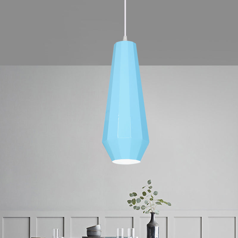 Macaron Yellow/Blue/Green Pendant Light Kit - 1-Light Hanging Lamp With Stylish Iron Shade Options
