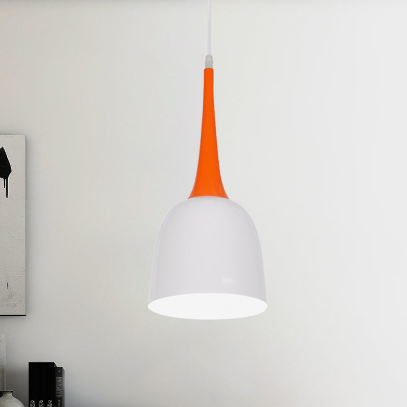Black/White/Pink Pendulum Light Macaron Iron Down Lighting Pendant With Orange Grip White