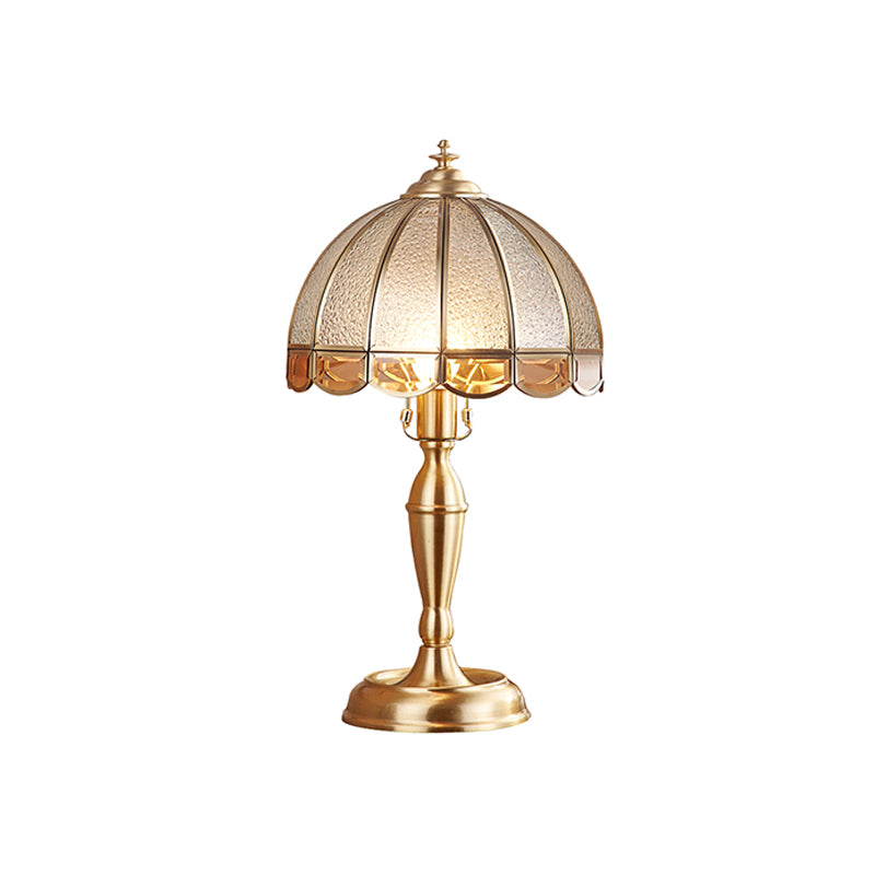Vintage Brass Table Lamp With Water Glass Dome For Living Room Nightstands