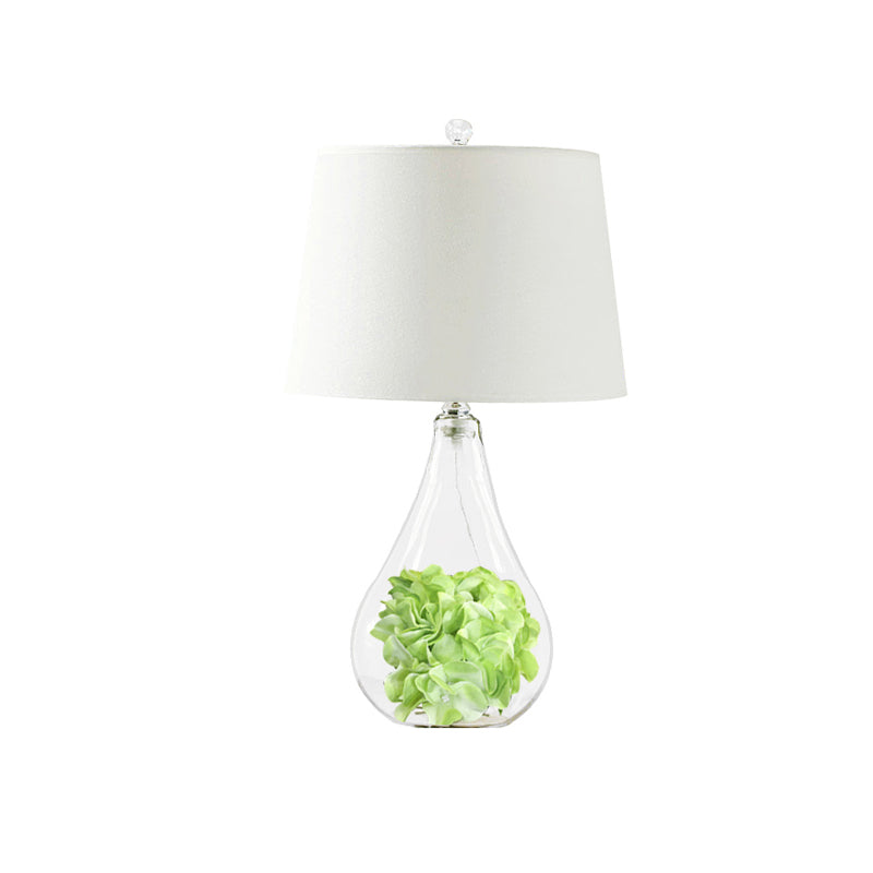 Glass Bulb Night Light With Country Style And Green Plant Decor For Bedroom