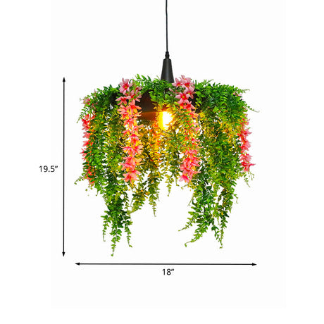 Black Metallic Pendant Hang Fixture - 1-Light Ceiling Hanging For Restaurant Warehouse