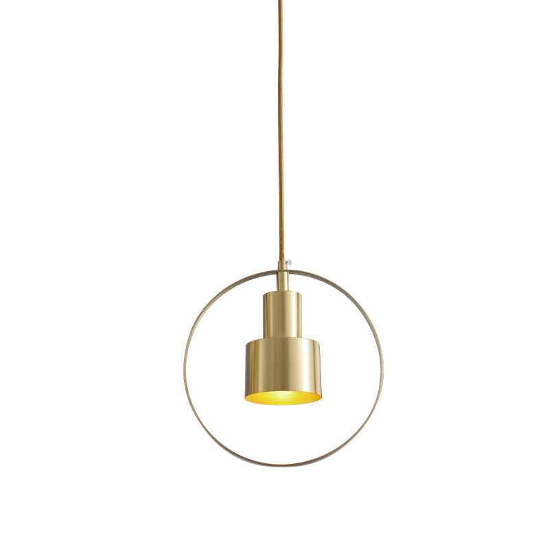 Colonial Brass 2-Tier Tube Down Lighting Pendant Lamp Kit - 1-Light Metallic Finish With Hanging