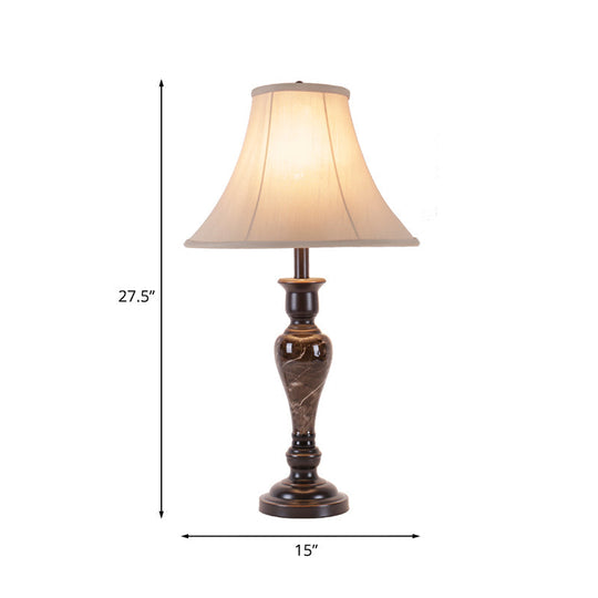 Fabric Table Lamp: 1-Light Traditional White Bell Shade With Urn Base Perfect For Living Room Night