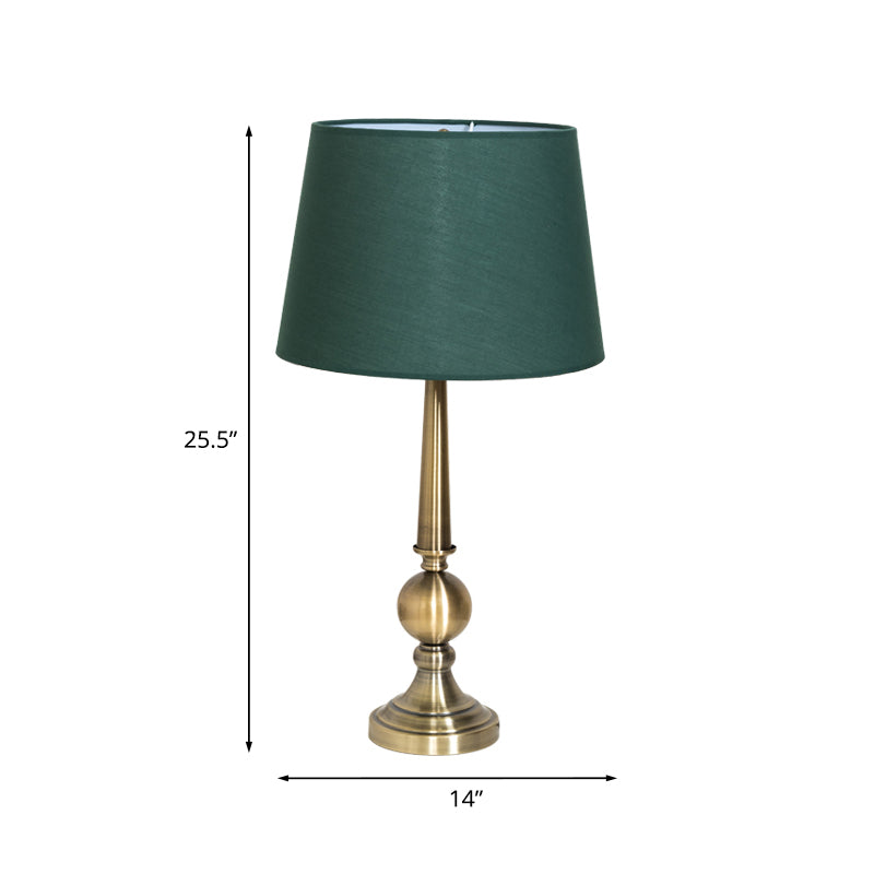 Green Fabric Table Lamp: Countryside Style With Ball Base For Living Room Lighting