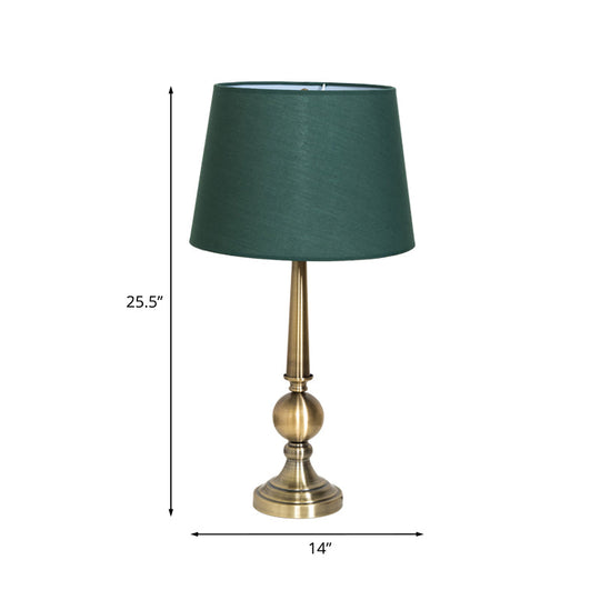 Green Fabric Table Lamp: Countryside Style With Ball Base For Living Room Lighting