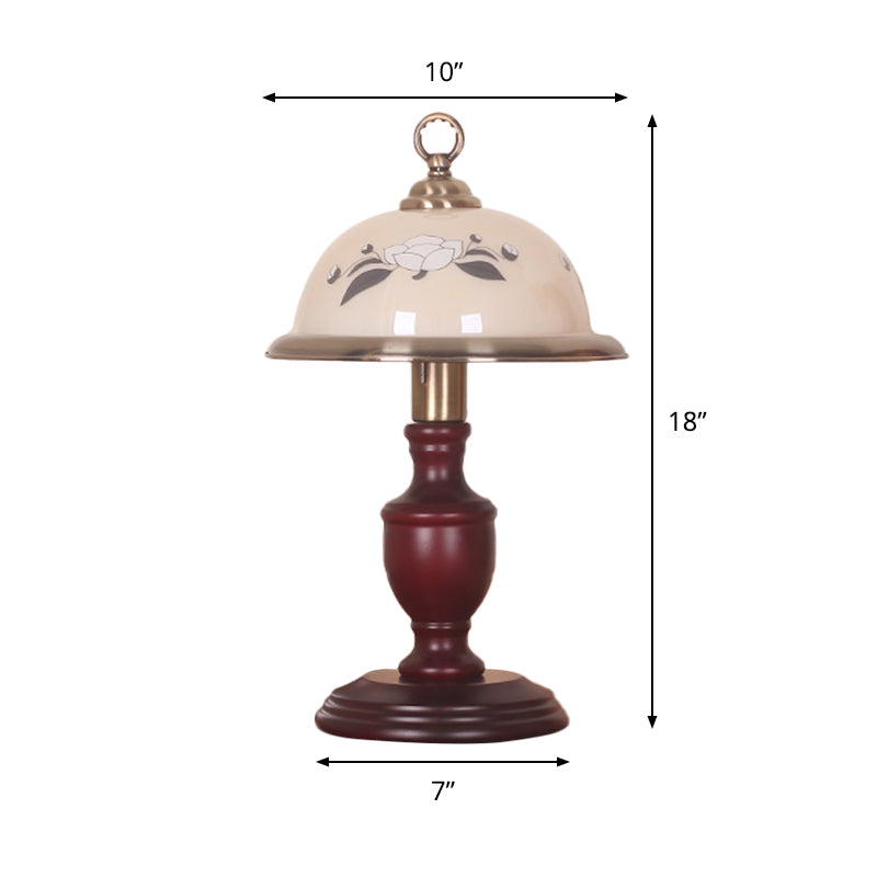 Rustic Frosted Glass Table Light Countryside Lamp With Urn Base - Red Brown