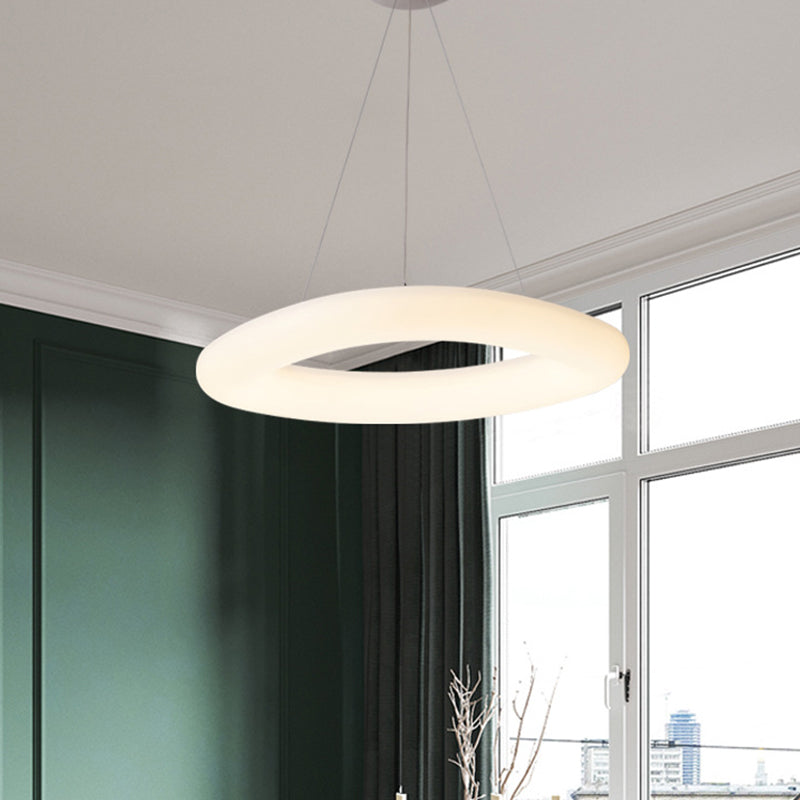 Minimalist White LED Pendant Light for Dining Room Ceiling - Closed Curve Acrylic Design