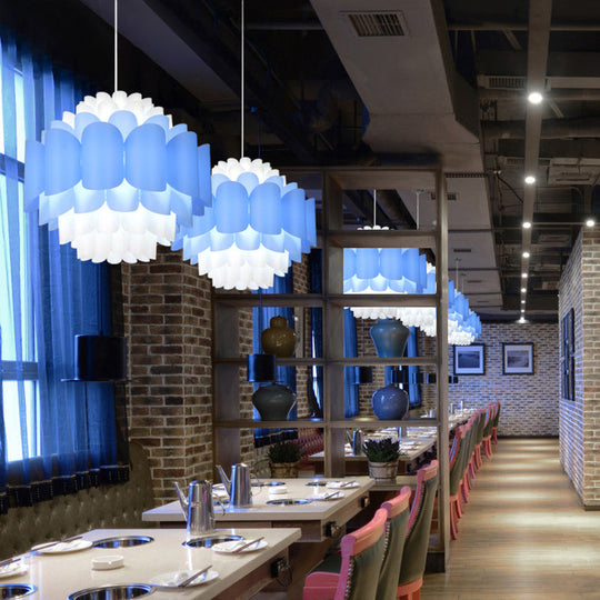Modern Blue Floral Pendant Led Ceiling Light For Restaurants