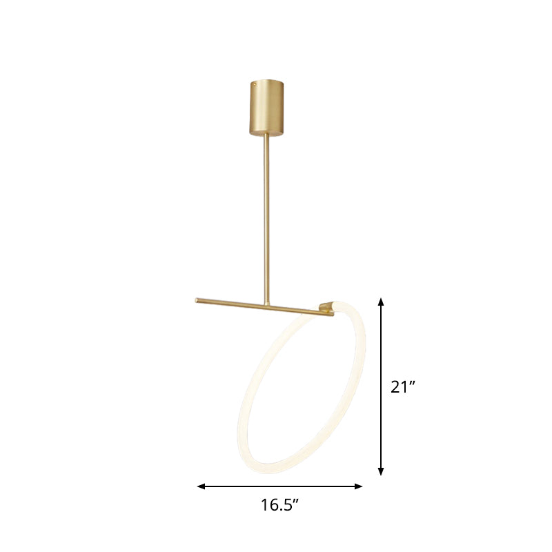 Minimalist Led Hoop Ceiling Pendant Lamp: Acrylic White & Gold Fixture For Table
