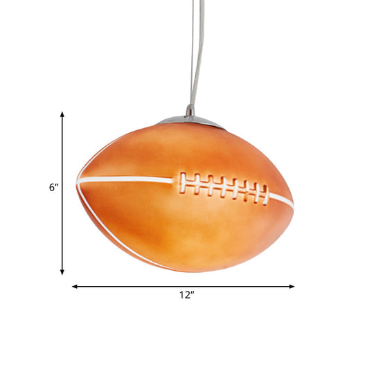Brown Glass Rugby Pendant Light - Ideal For Kids Bedroom Ceiling Fixture