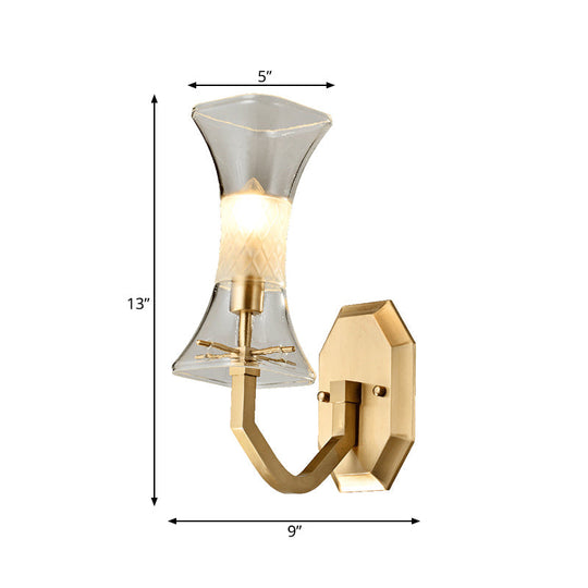 Postmodern Brass Wall Lamp With Frosted & Clear Glass Sconce For Parlor