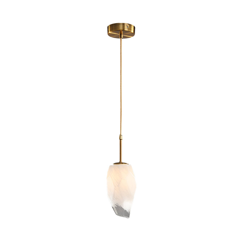 Frosted White Glass Pendant Light with Brass Ceiling Mount - Perfect for Dining Table