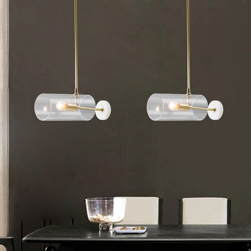 Minimalist Brass Hanging Light With Translucent Glass Shade - Single Dining Table Suspension Pendant
