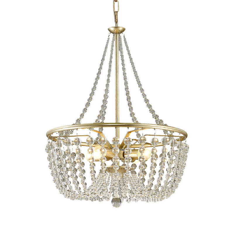 Modern 4 Head Ceiling Chandelier With Crystal Shade In Gold: Ideal Living Room Hanging Light Kit