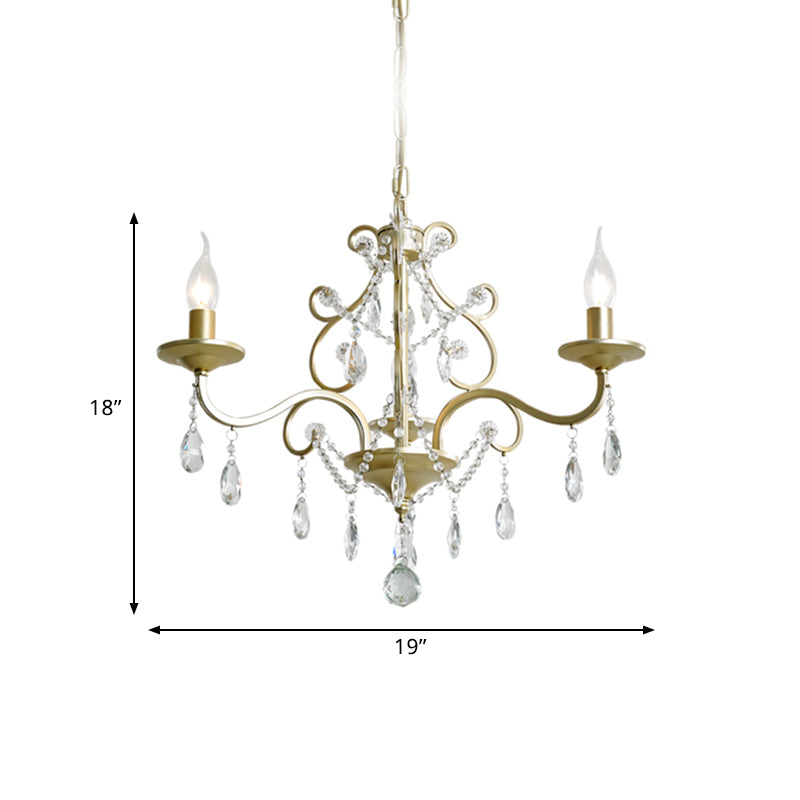 Contemporary Metal Gold Chandelier with Crystal Accents - 3/6-Bulb Pendant