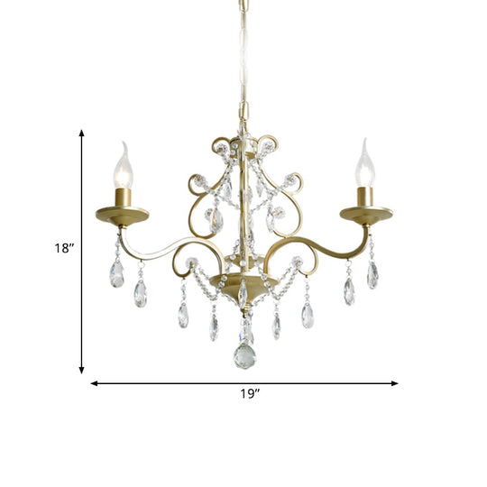 Contemporary Metal Gold Chandelier with Crystal Accents - 3/6-Bulb Pendant