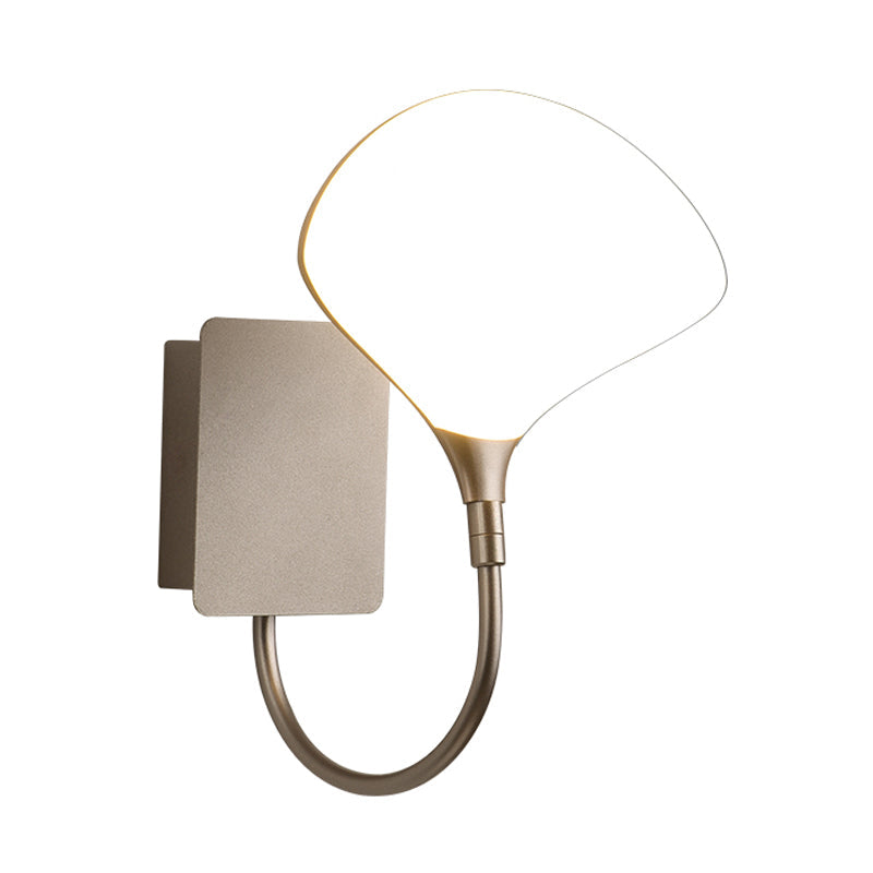 Modern Led Metal Wall Mount Lamp With Gold Arced Arm And Acrylic Shade