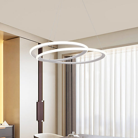 Minimal Led Acrylic Halo Ring Chandelier Lighting White Suspension Lamp For Dining Table Warm/White