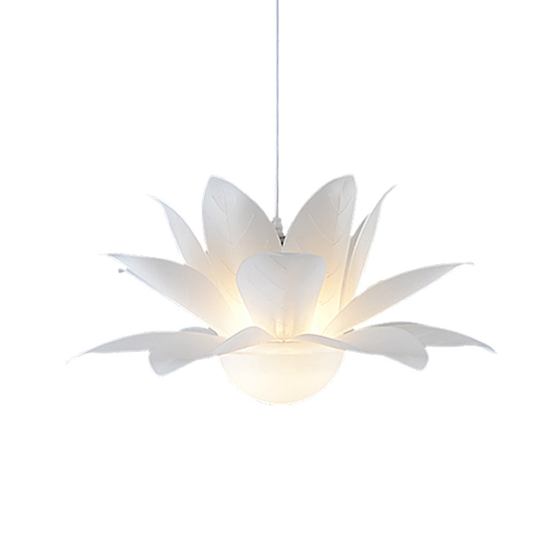 Modern White Lotus Chandelier with Acrylic Panel Shade