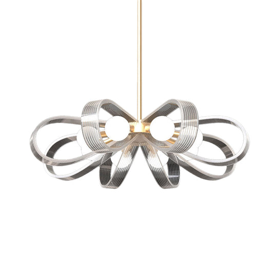 Contemporary White Flower Chandelier Pendant Light with 8 Acrylic Heads - Stylish Ceiling Hang Fixture