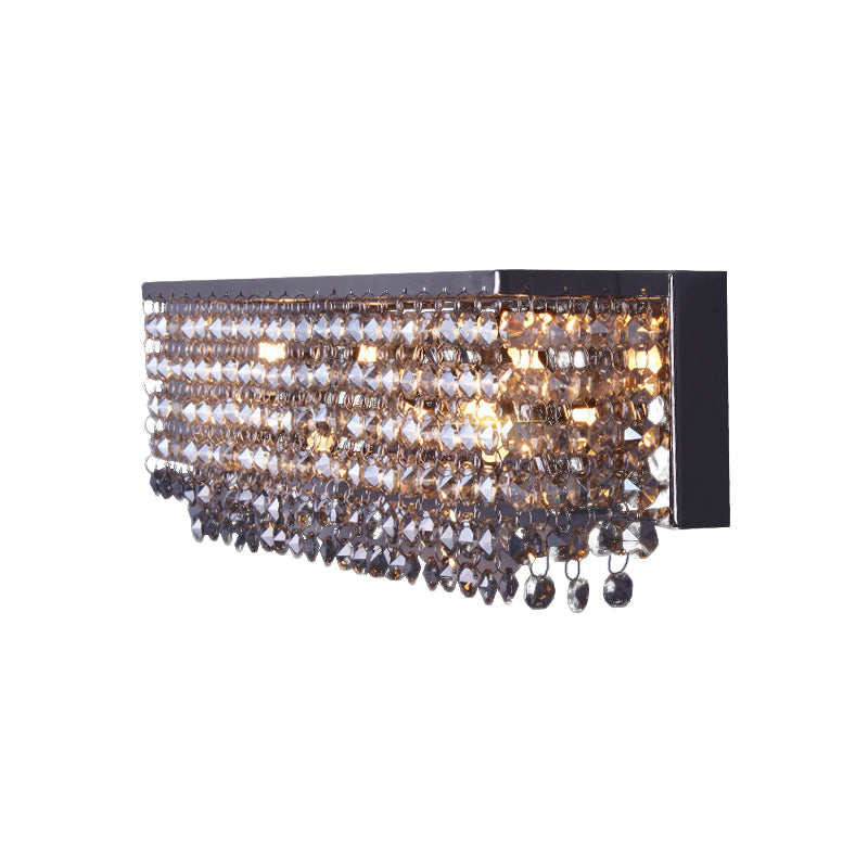 Contemporary Octagon Crystal Wall Light With Chrome Finish And 3/4 Bulbs