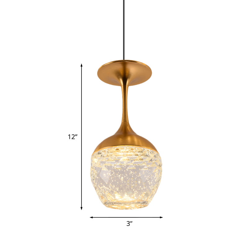 Gold Led Suspension Light: Bottle/Wine Cup Water Crystal Ceiling Pendant For Dining Table Décor