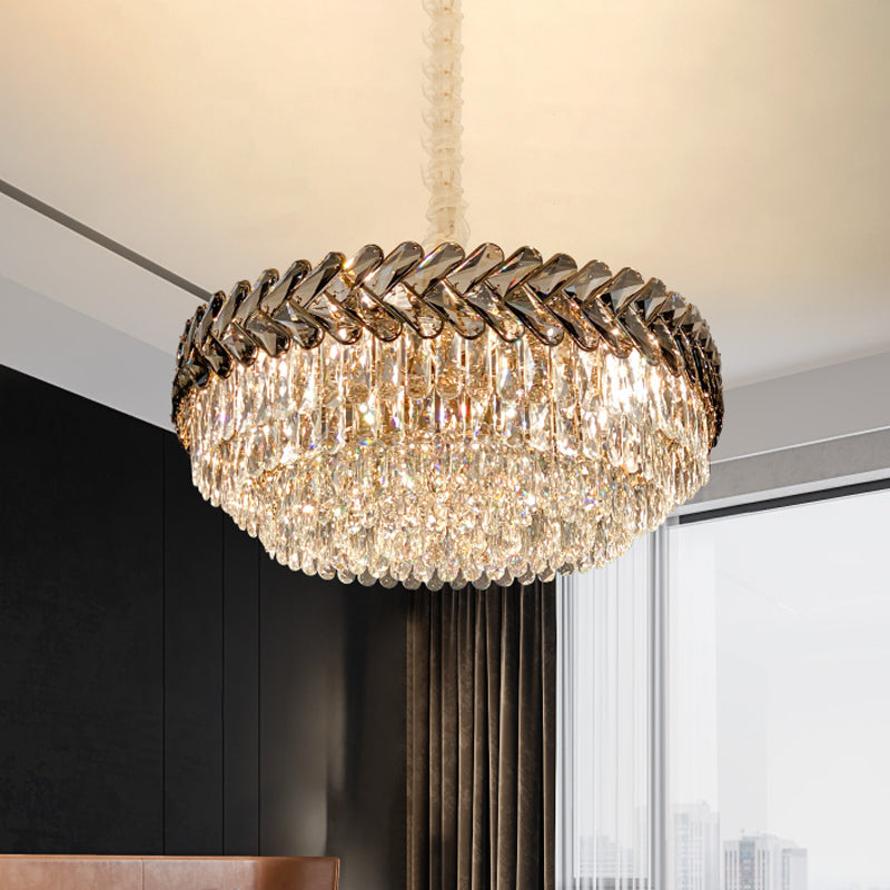 Modern Gold Crystal Pendant Chandelier - 3 Tiers 5-Light Living Room Hanging Lamp Kit