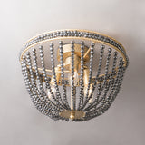 Gold Crystal Semi Flush Ceiling Light With Minimalist Basket Shade For Living Room - Set Of 3 Bulbs