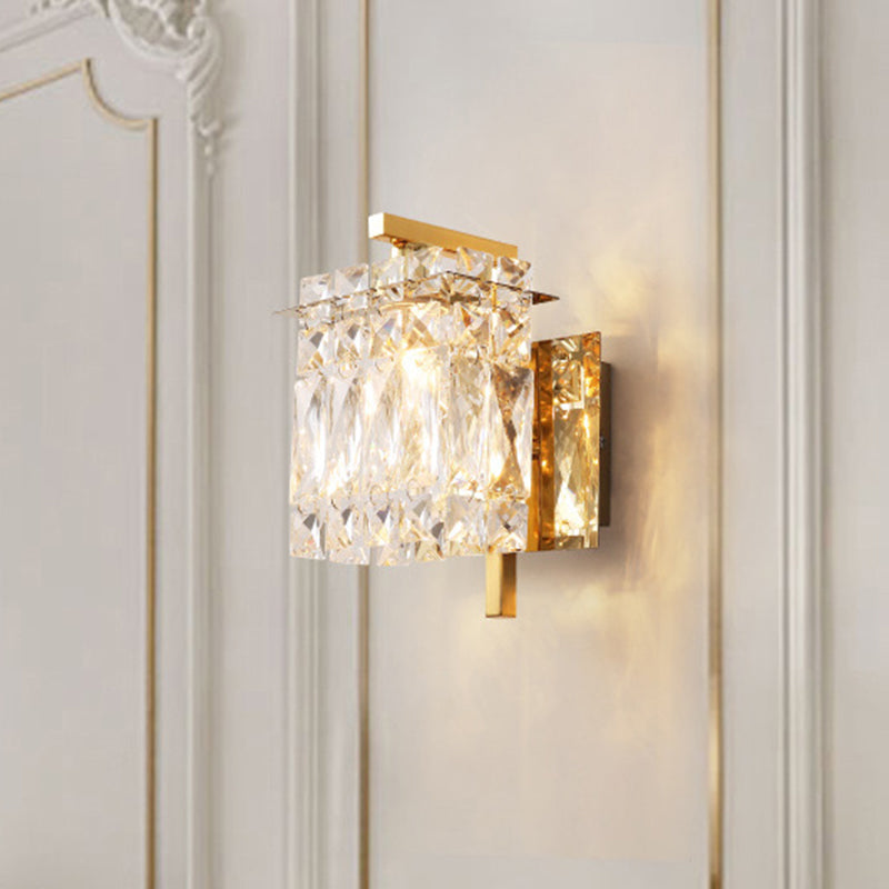Stylish Crystal Rectangle Wall Light In Gold/Chrome For Modern Bedrooms 1 / Gold