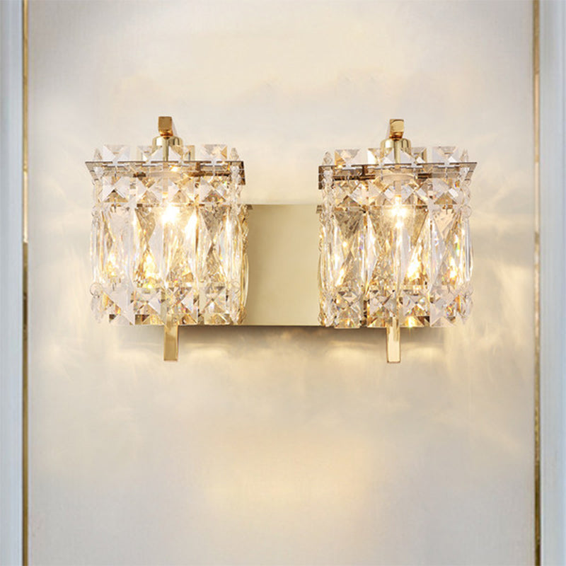 Stylish Crystal Rectangle Wall Light In Gold/Chrome For Modern Bedrooms 2 / Gold