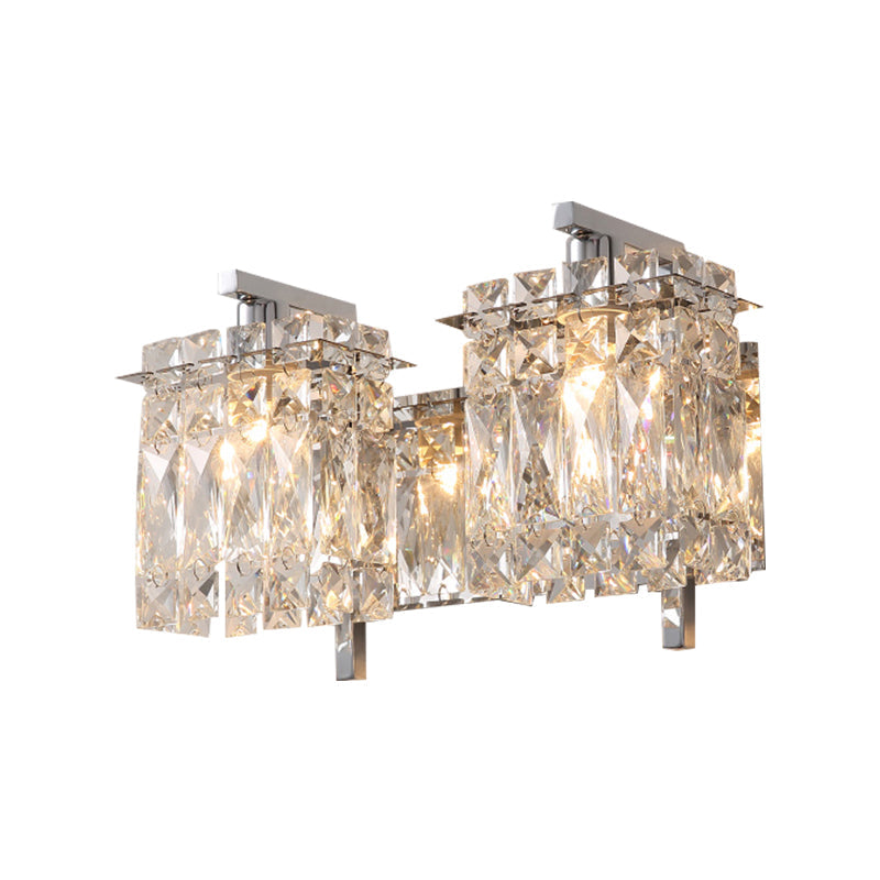 Stylish Crystal Rectangle Wall Light In Gold/Chrome For Modern Bedrooms