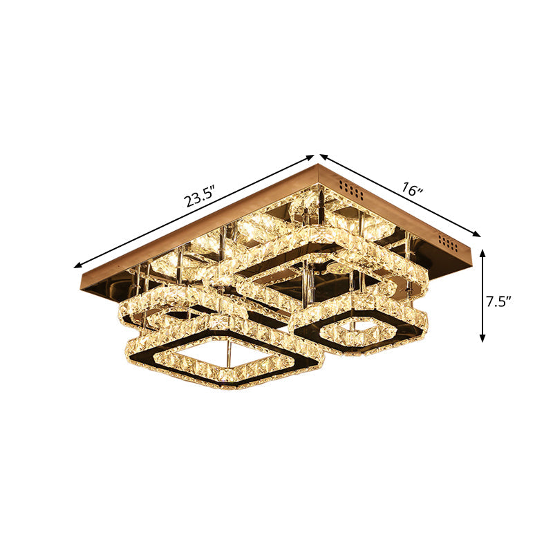 Contemporary LED Crystal Insert Ceiling Lamp with Chrome Finish ...