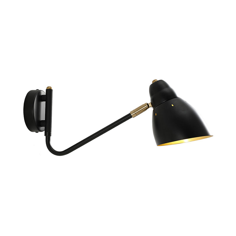 Black Farmhouse Wall Lamp With Angled Arm And Dome Shade - 1 Light Sconce
