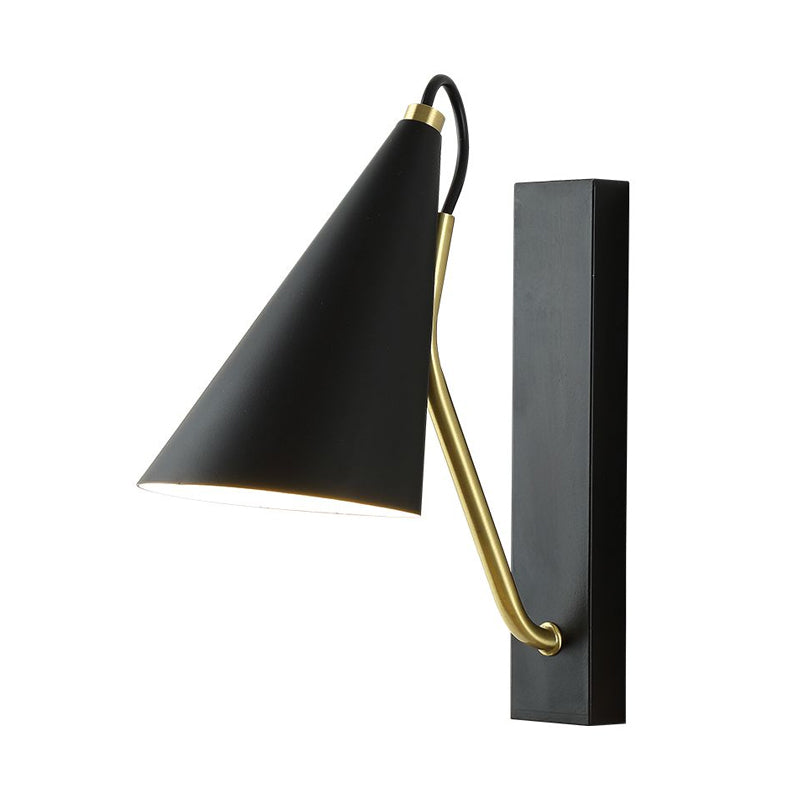 1-Head Conical Wall Mount Light For Bedroom Black/White Finish