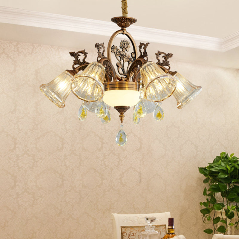 Traditional Crystal Dining Room Chandelier - Bronze Finish 6/8 Bulbs Suspended Lighting Fixture 6 /