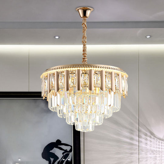 Modern Gold Crystal 5-Tier Round Chandelier - Led Ceiling Pendant Light For Dining Room / A