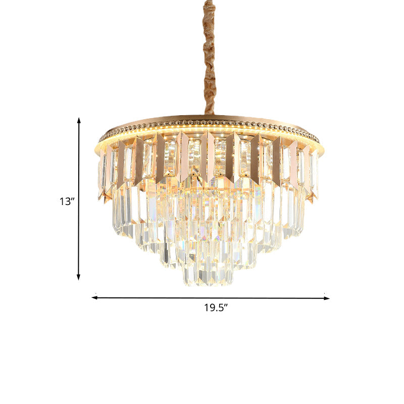 Modern Gold Crystal 5-Tier Round Chandelier - Led Ceiling Pendant Light For Dining Room