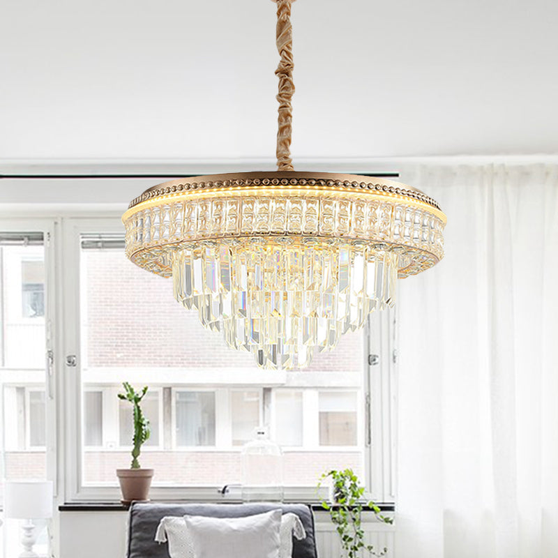 Gold Finish Led Pendant Lamp - Traditional Crystal Icicle/Orb Circular Chandelier / A