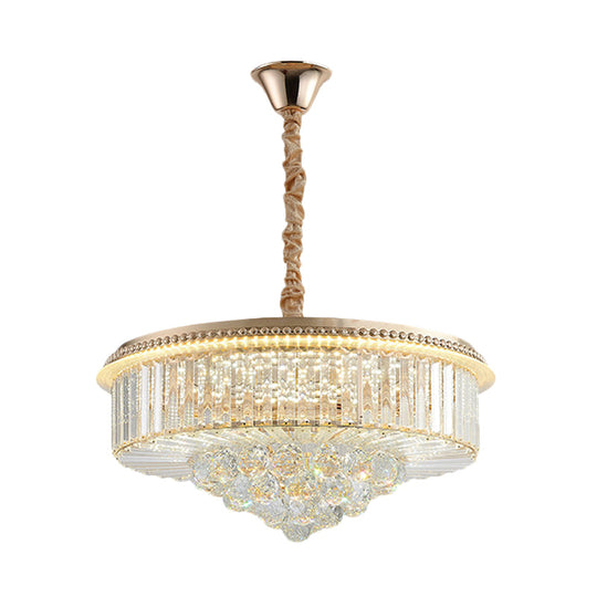 Gold Finish Led Pendant Lamp - Traditional Crystal Icicle/Orb Circular Chandelier
