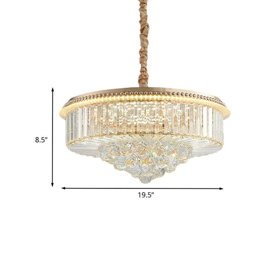 Gold Finish Led Pendant Lamp - Traditional Crystal Icicle/Orb Circular Chandelier