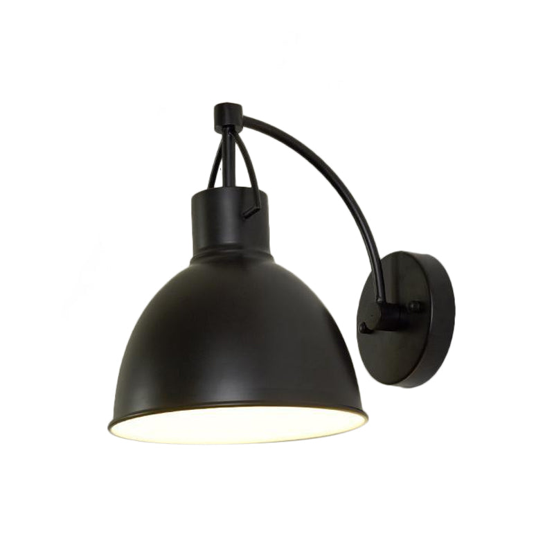 Bowl-Shaped Outdoor Wall Hanging Light - Iron 1-Light Black Sconce Fixture