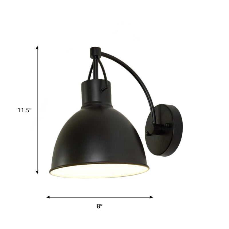 Bowl-Shaped Outdoor Wall Hanging Light - Iron 1-Light Black Sconce Fixture