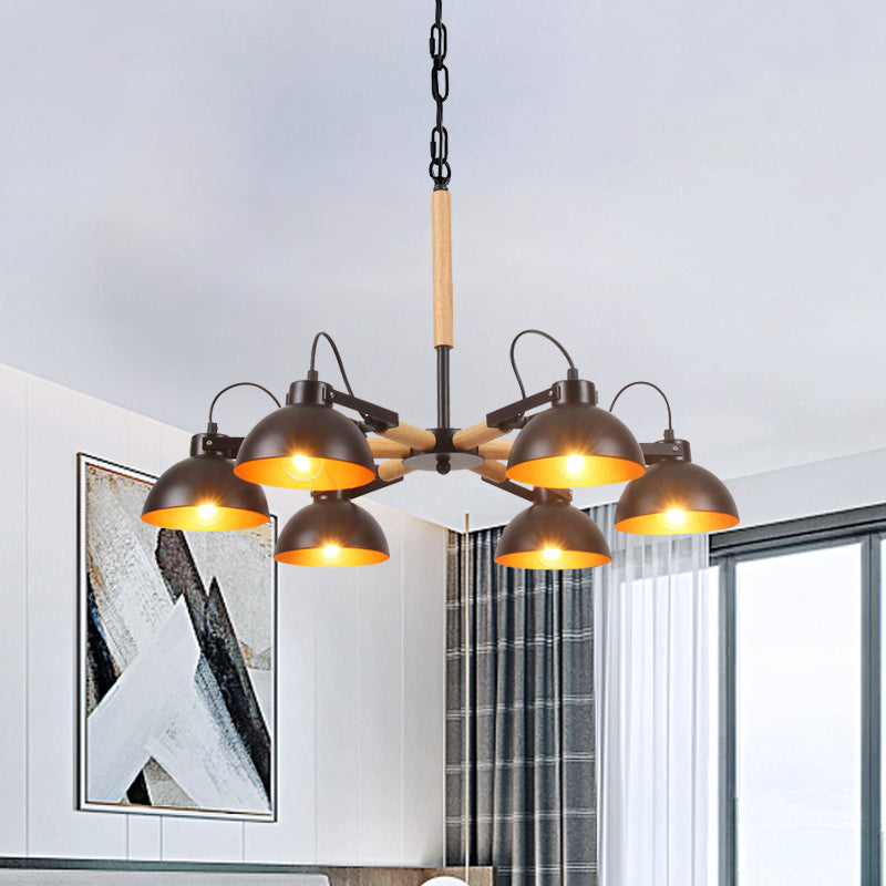 Black And Gold Rotatable Chandelier With Bowl Shade - 3/5/6 Heads Factory Ceiling Suspension Lamp 6
